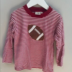 Kids Long Sleeve Red Striped Football Tee